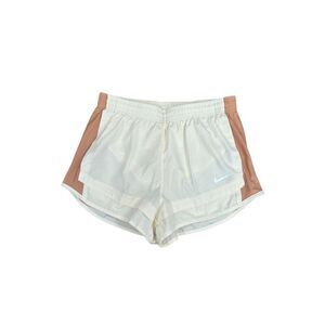 Nike Women's M Dri-fit Tempo Running Shorts Cream Tan Brown Brief Lined Athletic